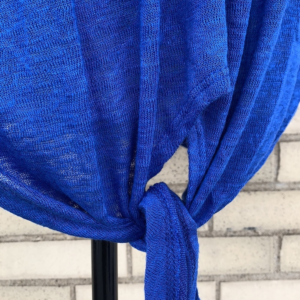 ❌DONATED❌Cherish Royal Blue Cuffed Sleeve Tie Top - Picture 9 of 14